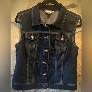 Christopher & Banks Women’s Denim Vest With Gemstone Buttons P/S